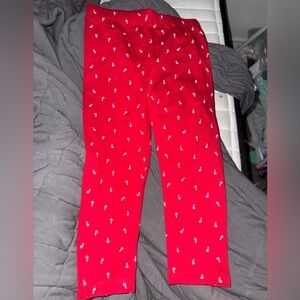 George Red Kids Leggings with White Pattern